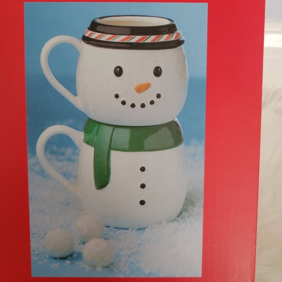Holiday Lane Snowman Set of 2 Stacked Mugs - Picture 6 of 6